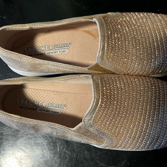 Skechers Women's Gold Glitter Slip-On Sneakers - Picture 4 of 5